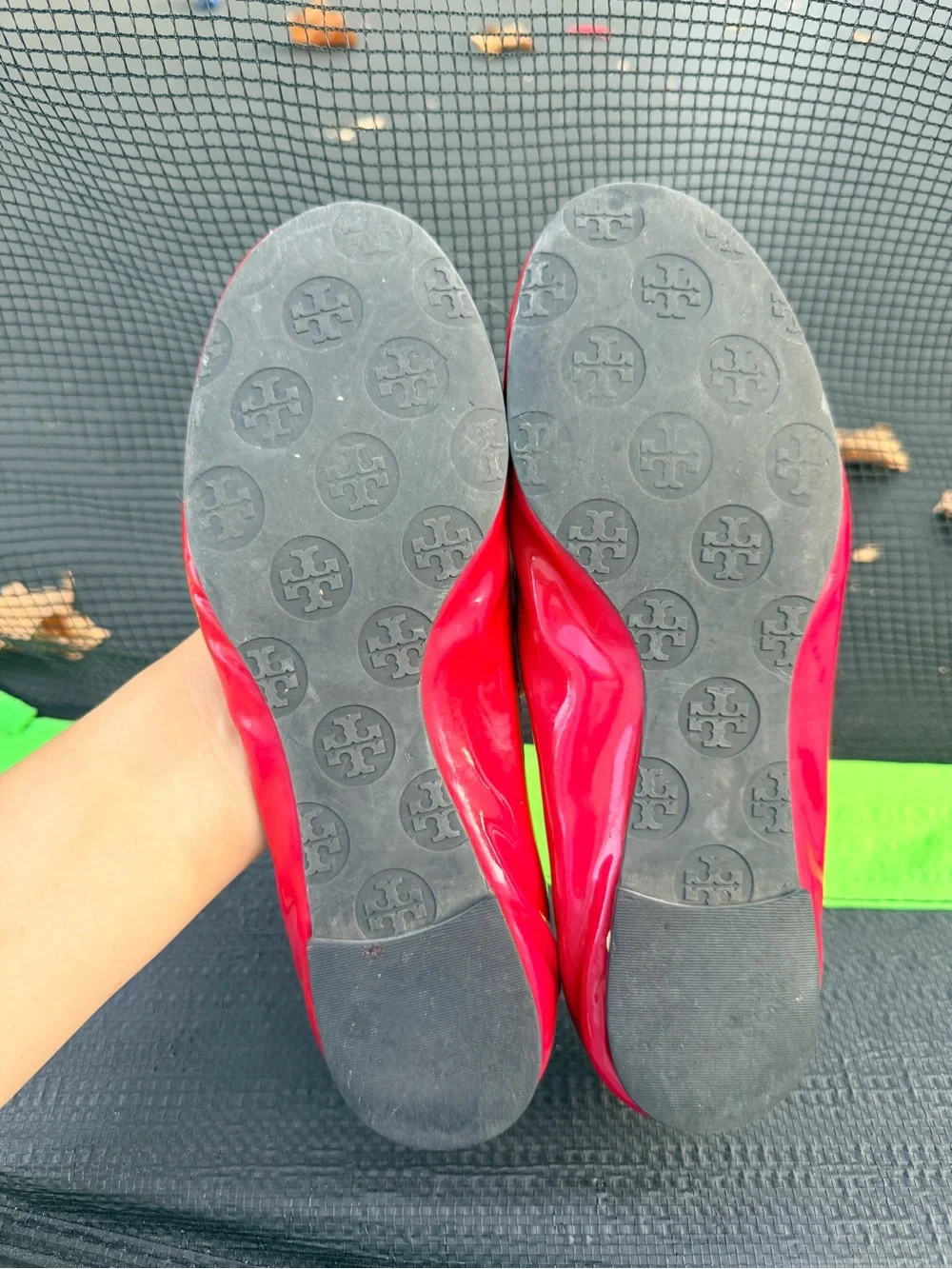 Tory Burch Red Patent Leather Logo Ballet Flats